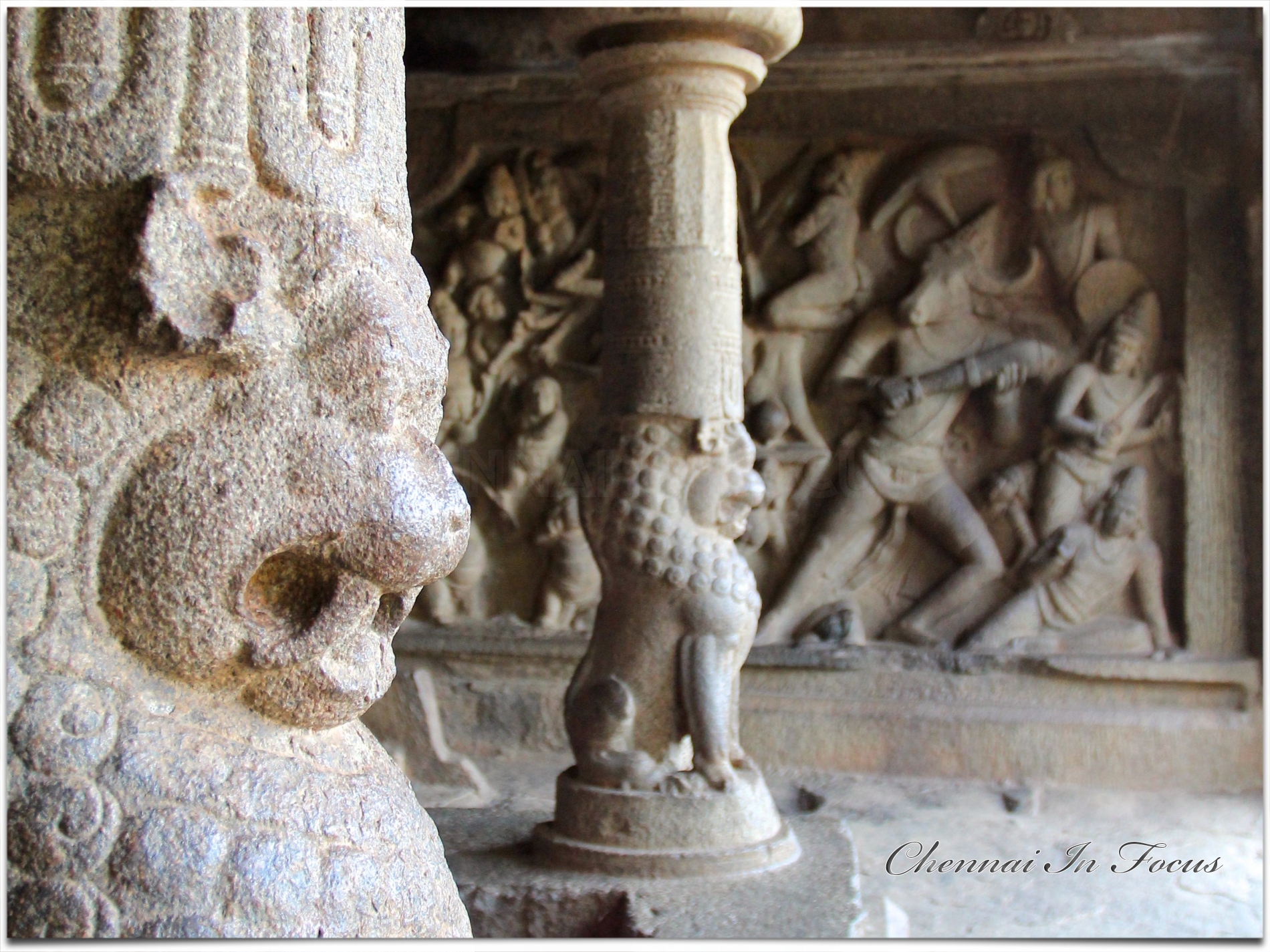 Mahabalipuram | Mamallapuram | Rock-cut cave temple | Lion Pillar 
